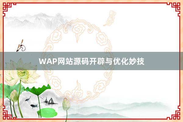 WAP网站源码开辟与优化妙技